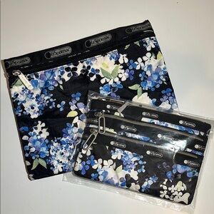 NWT LeSportsac Flower Cluster Black Set